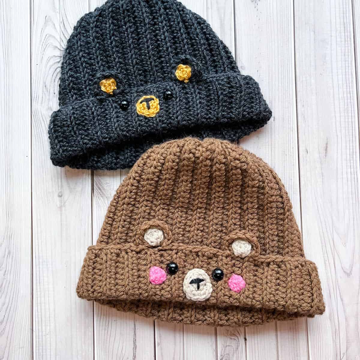 Crochet Bear Hat Pattern - thecaffeinatedsnail.com