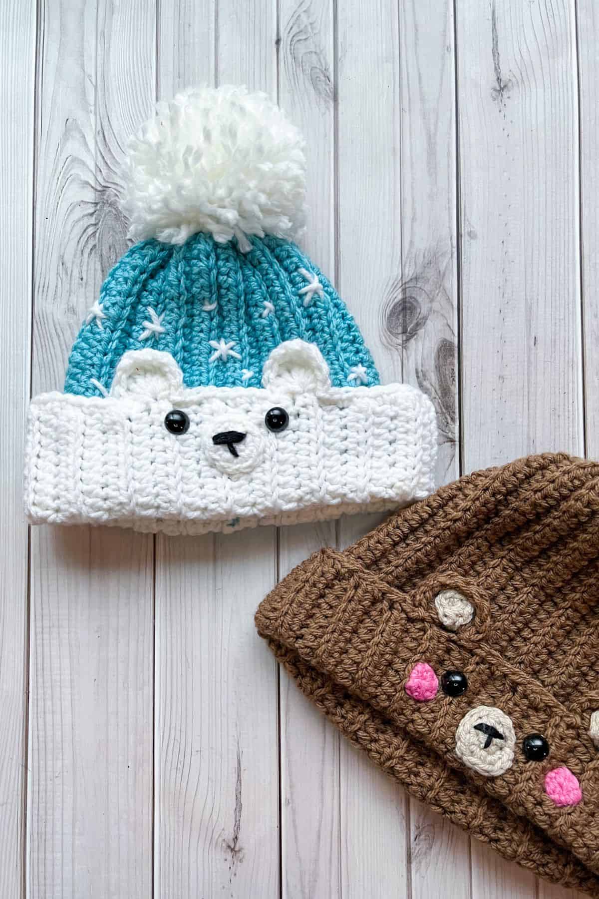 Crochet polar bear hat sale