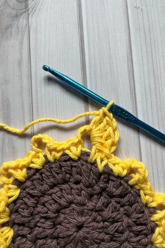 Sunflower Coaster Crochet Pattern - thecaffeinatedsnail.com
