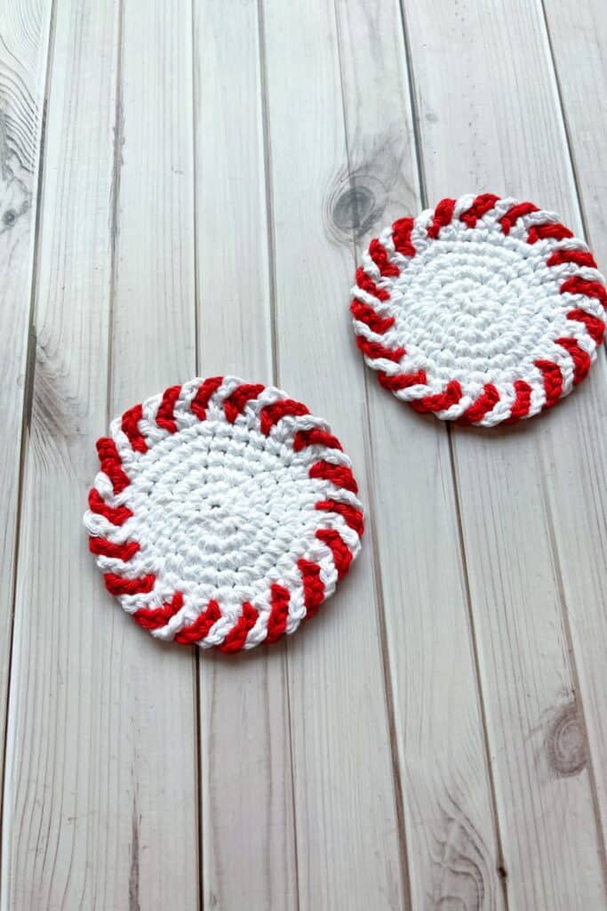 Crochet Peppermint Coaster Pattern thecaffeinatedsnail com