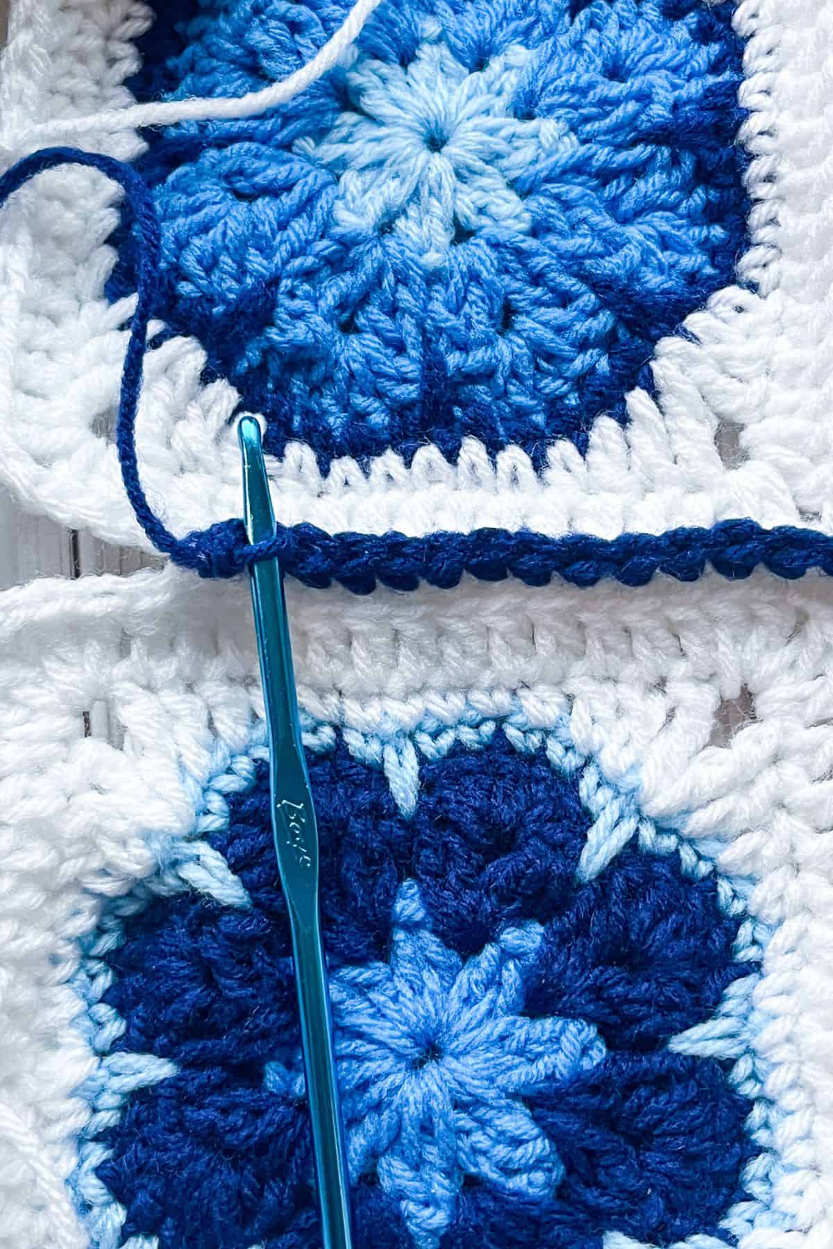 How to slip stitch the crochet granny squares together.