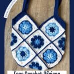 Crochet African flower bag pattern promo image.