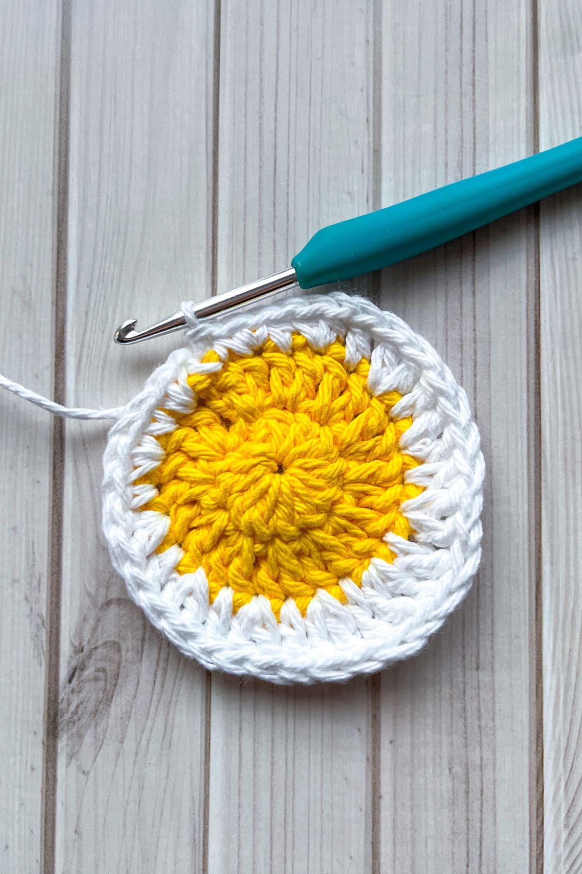 First round of the crochet egg white.