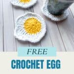 Crochet egg coaster pattern promo image.
