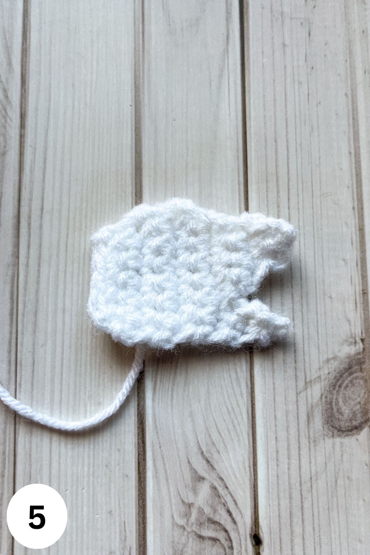 Finished crochet possum head base.