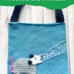 Crochet possum bag pattern promo image.