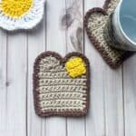 Finished crochet toast coaster pattern.
