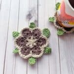 Finished crochet turtle coaster pattern.