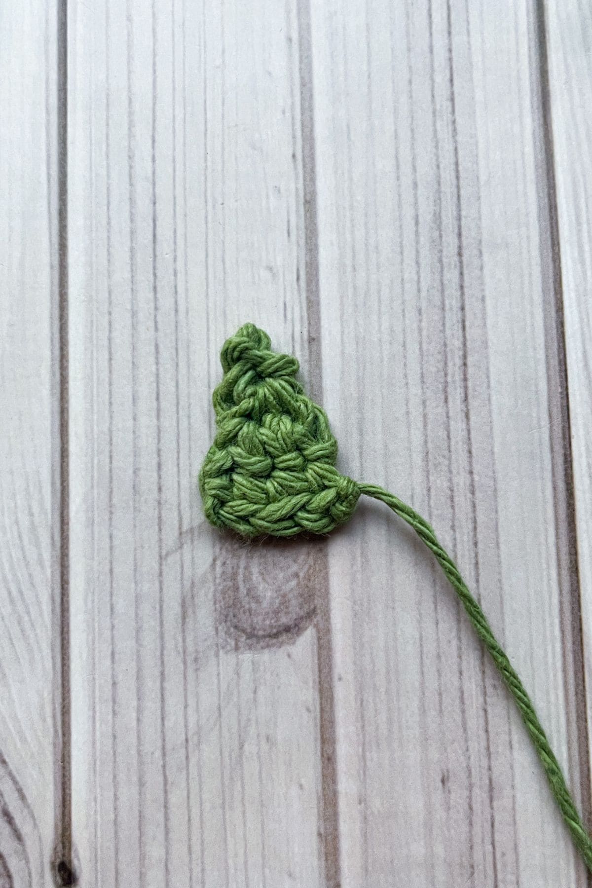 Finished crochet turtle tail.