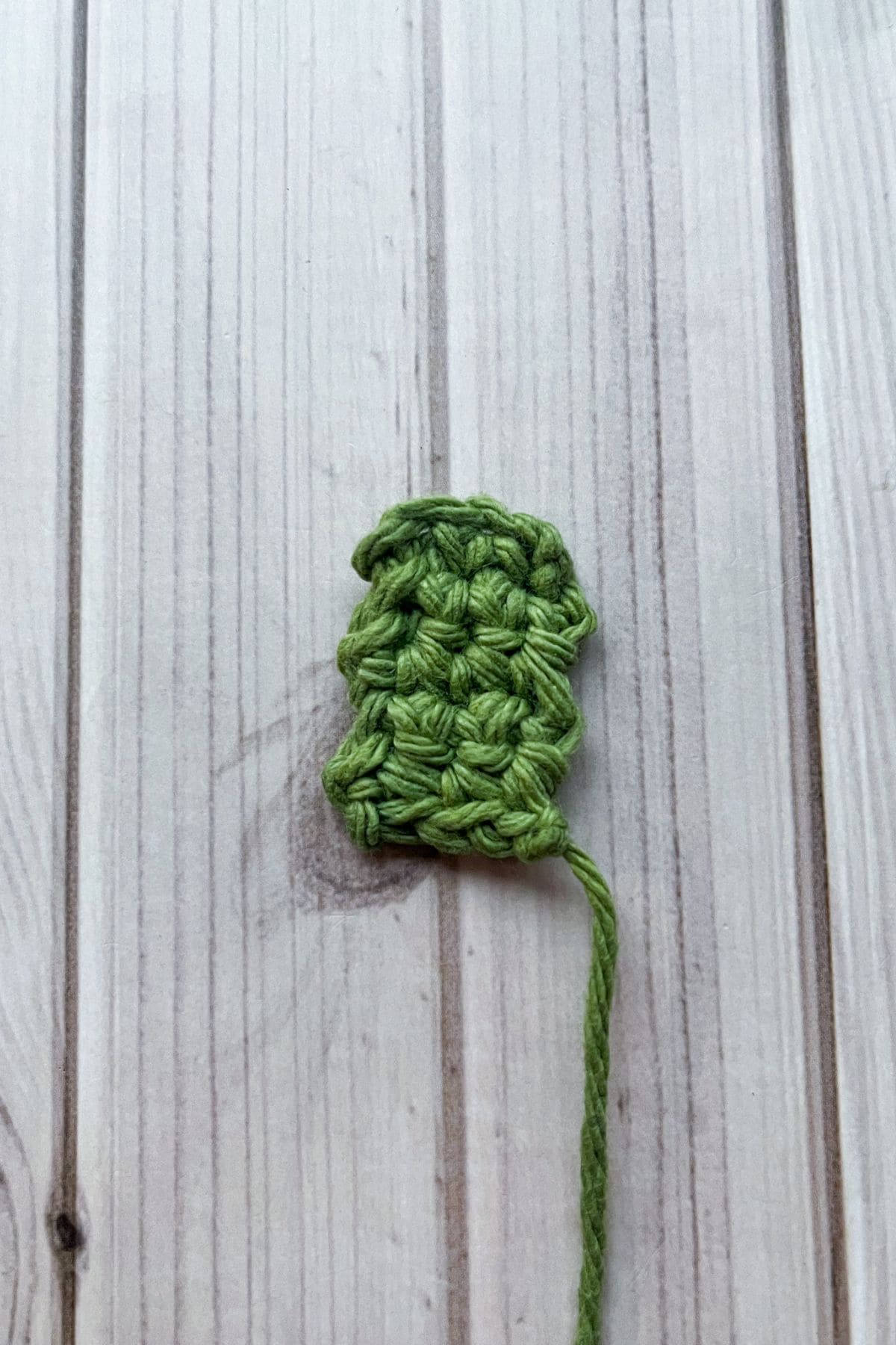 Finished crochet turtle arm/leg.