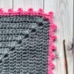 Finished crochet picot border.