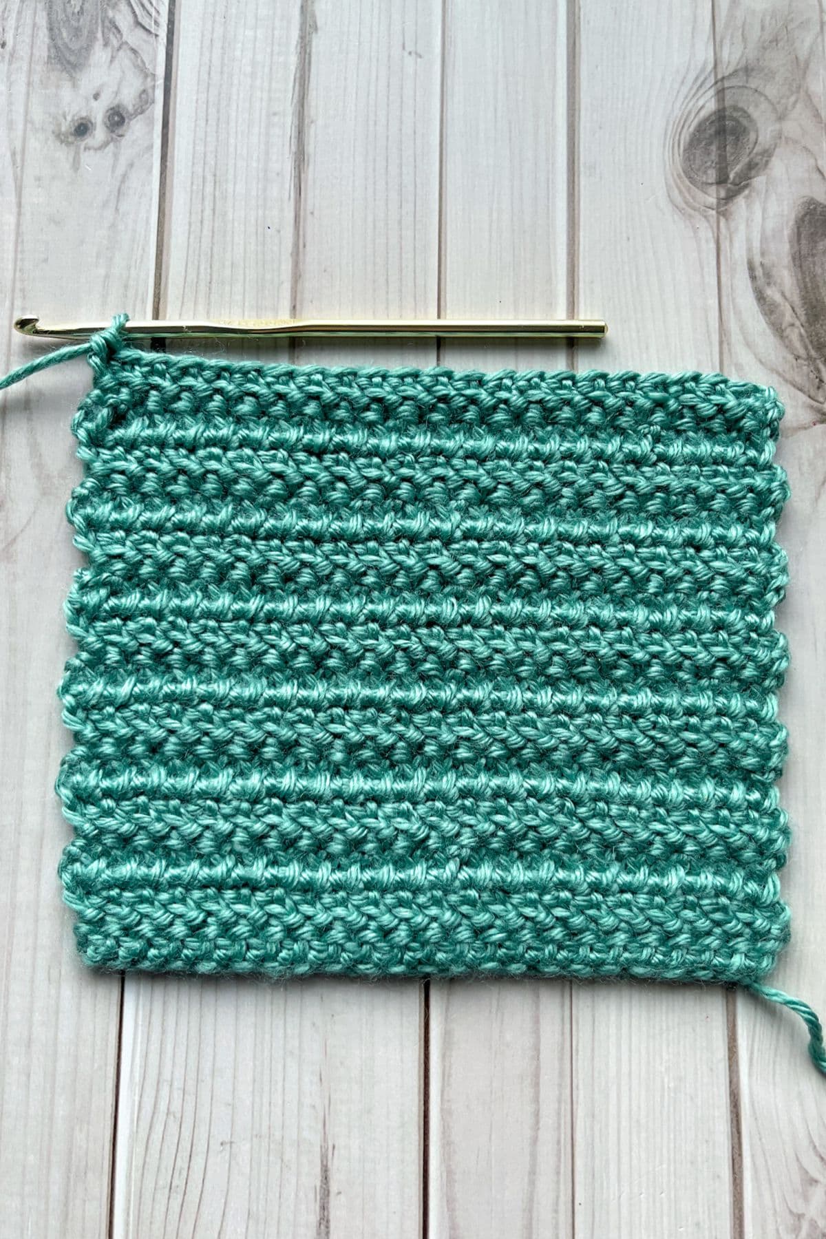 Herringbone double crochet stitch finished swatch.