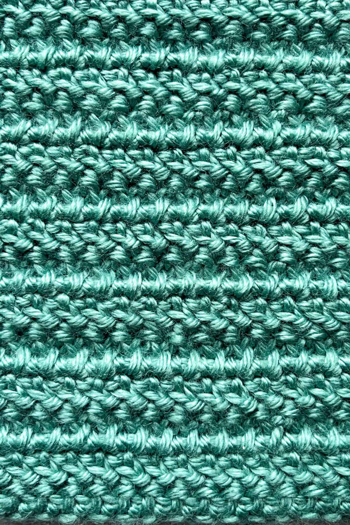 Herringbone double crochet stitch finished swatch.