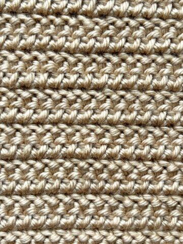 Herringbone half double crochet stitch finished swatch.