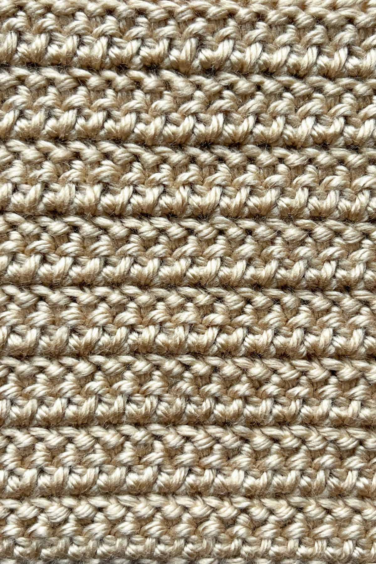 Herringbone half double crochet stitch finished swatch.