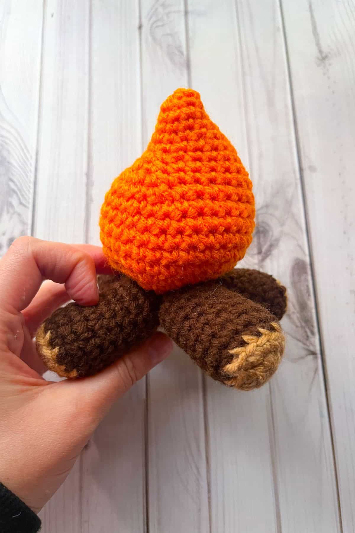 Finished crochet campfire.
