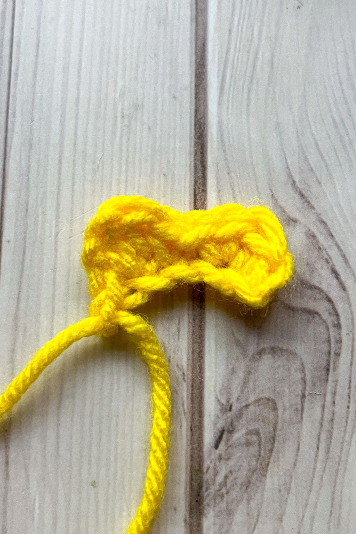 First step of crochet fire for marshmallows.