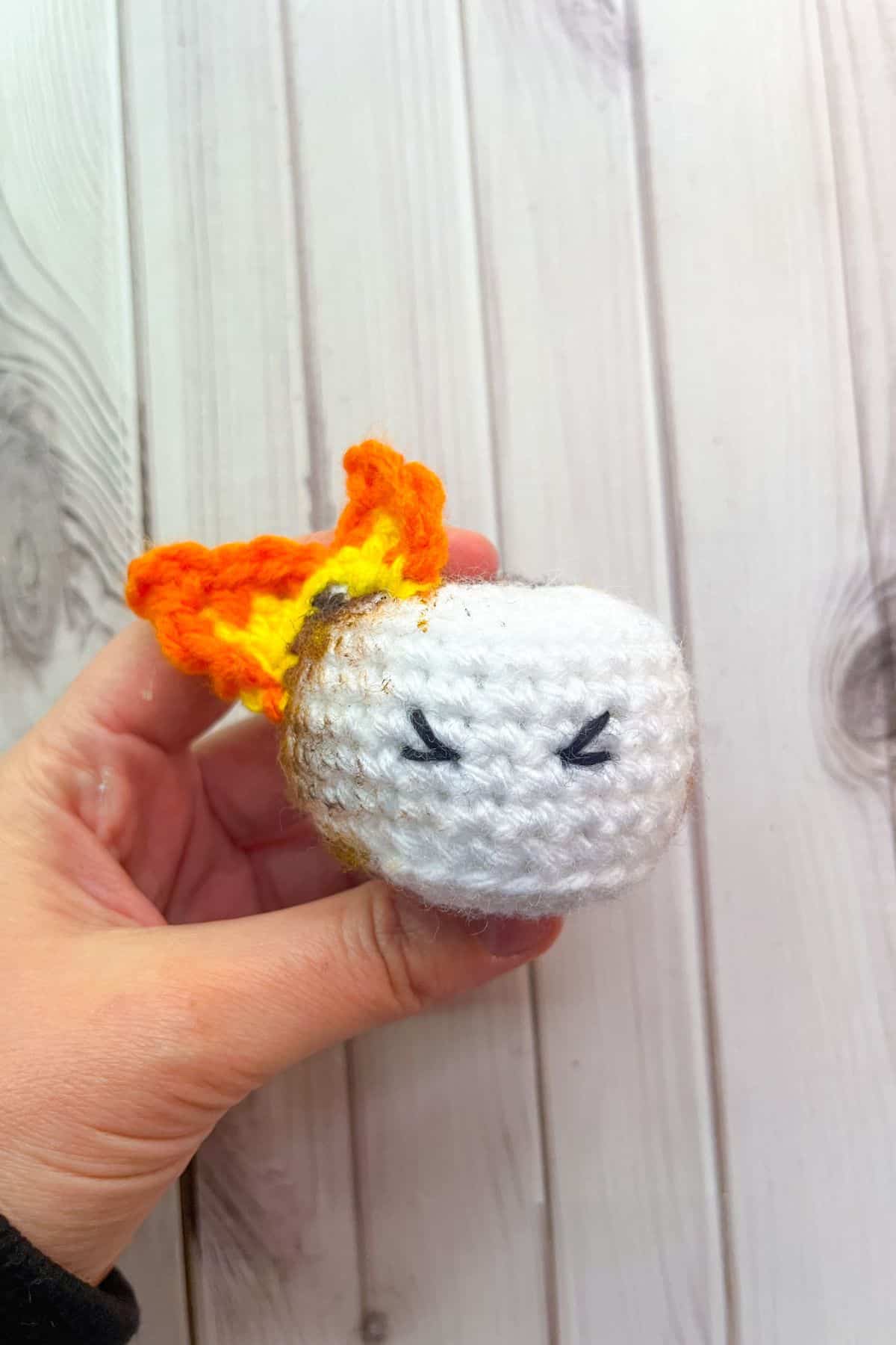 Finished crochet burning marshmallows.