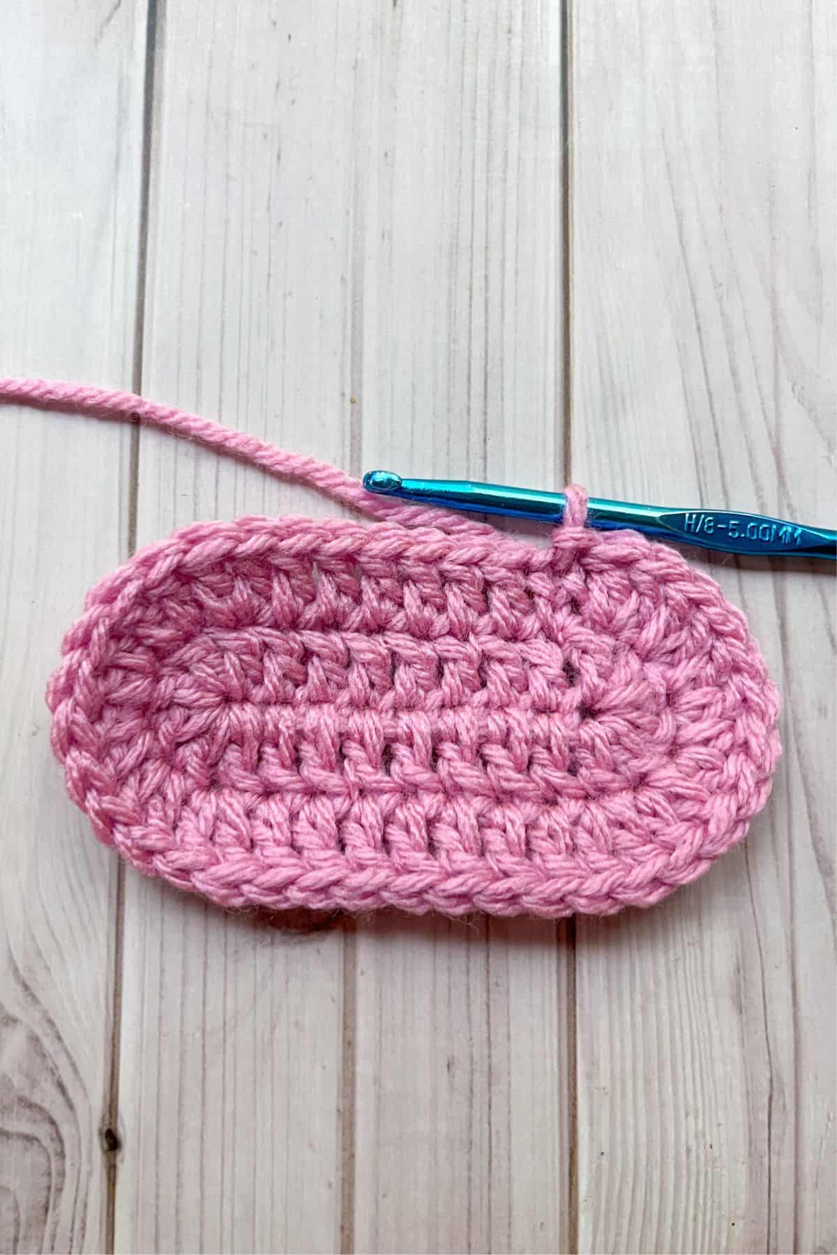 Finished double crochet oval.