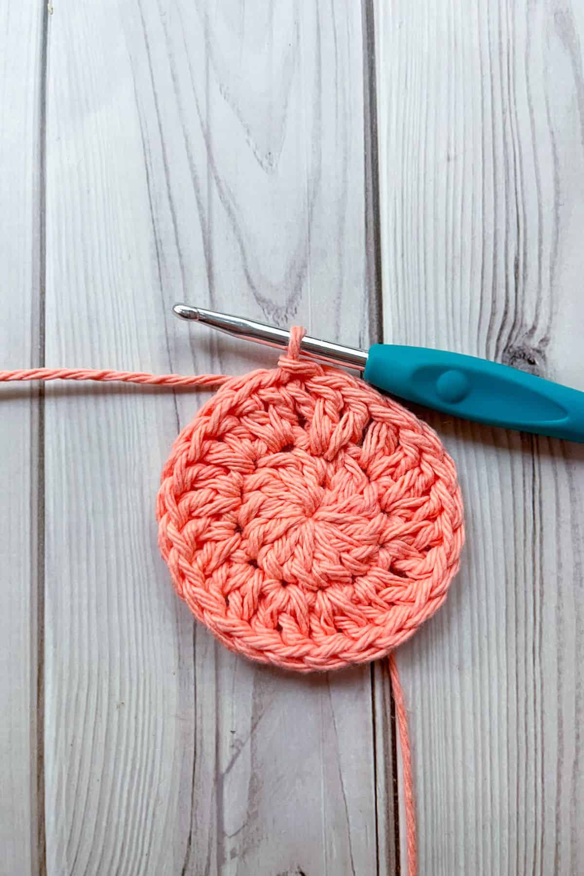 Second round of crochet for the coaster.
