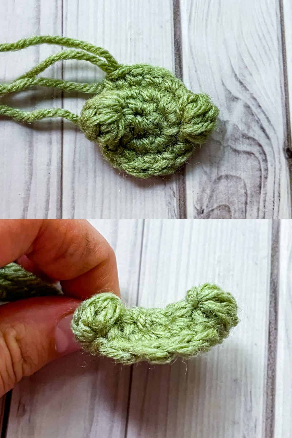 Round showing the bobble stitches on the correct side of the pattern.