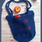 Crochet market bag pattern promo image.