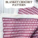 Moss stitch crochet blanket promo image.