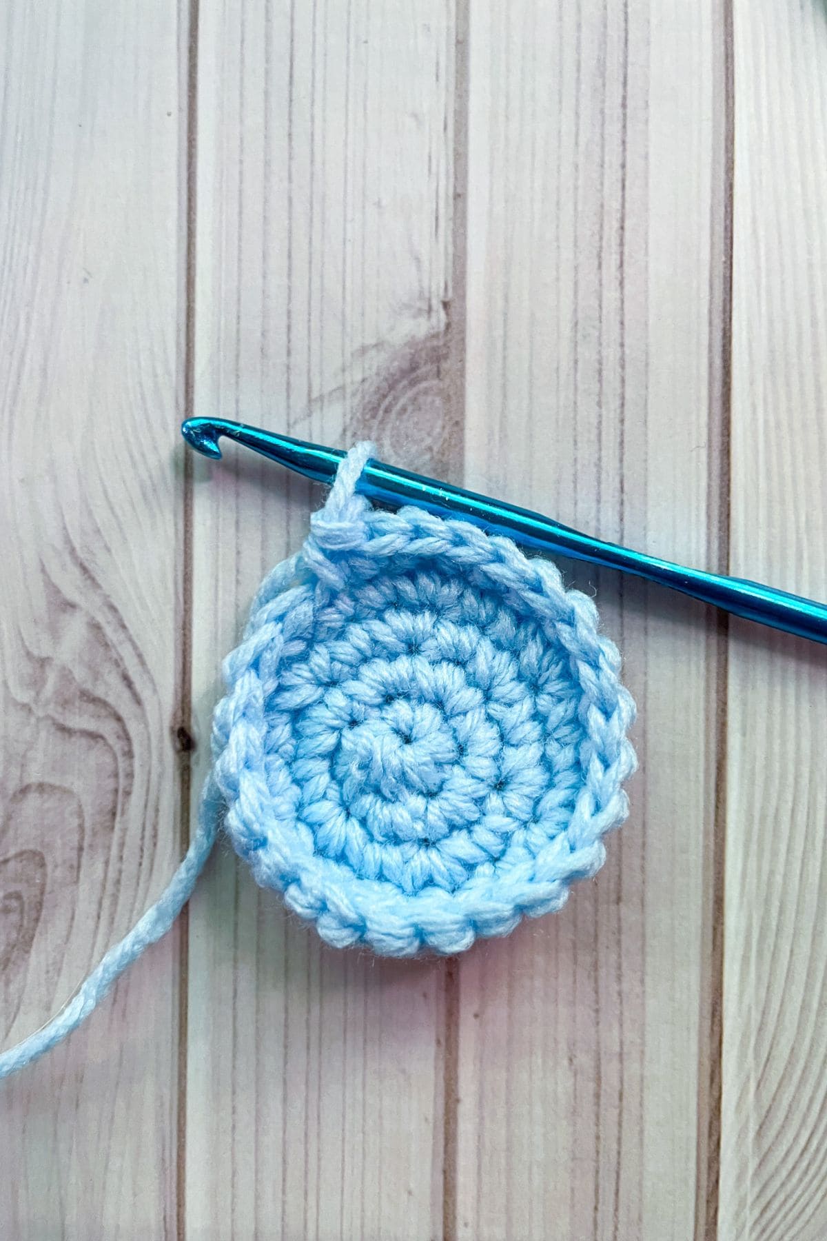 Finished outside of the crochet clamshell.