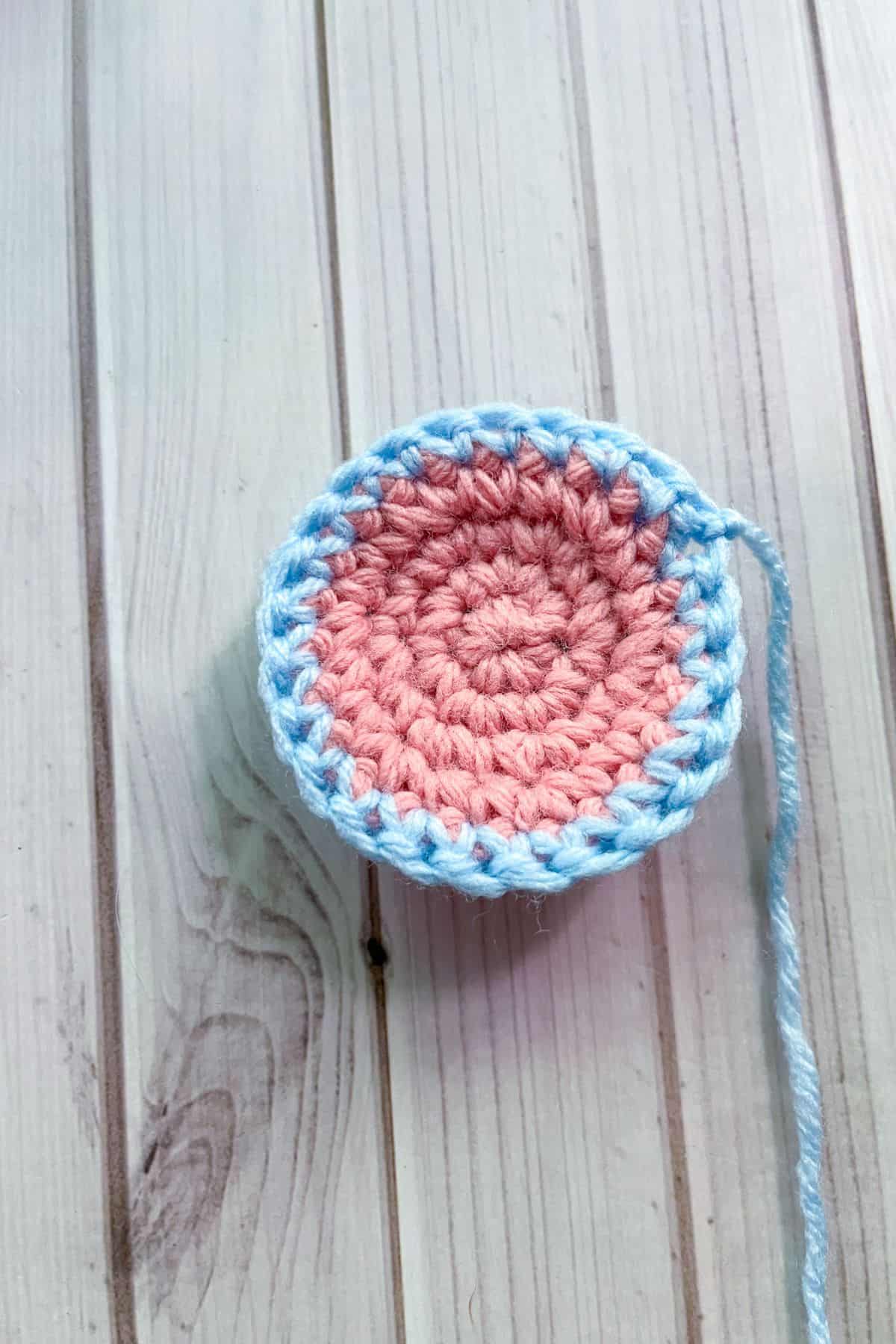 Crocheted inner and outer shells together.