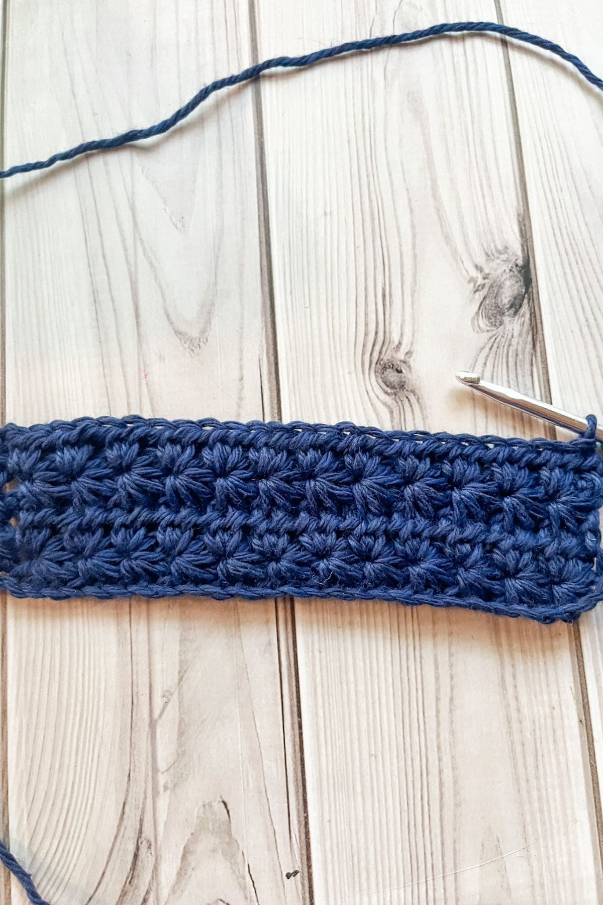 A few rows of the crochet star stitch.