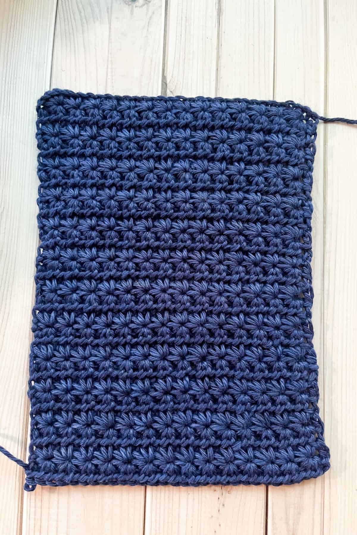 Finished rectangle of the crochet star stitch.