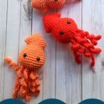 Crochet squid pattern promo image.