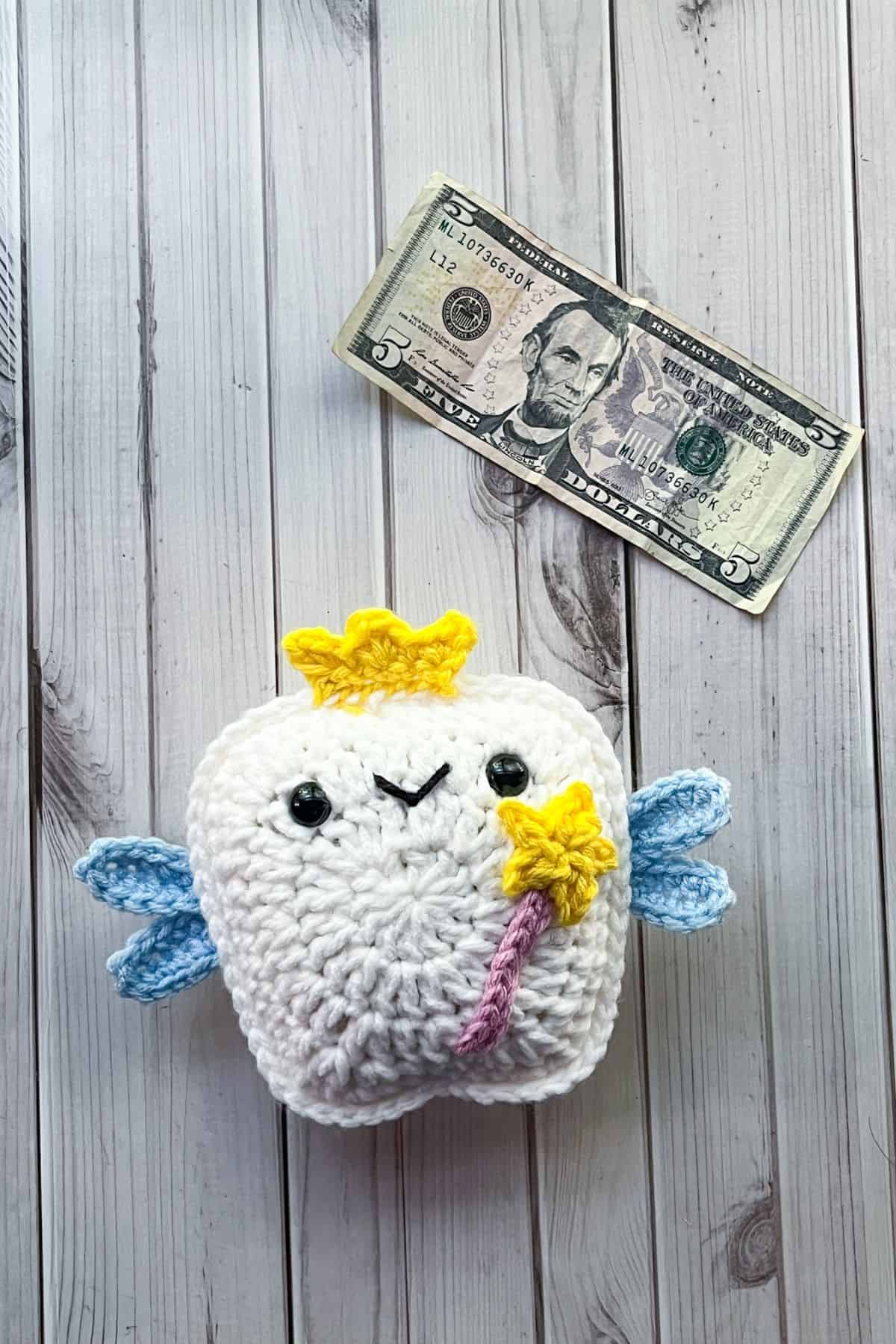 Finished crochet tooth fairy pillow.