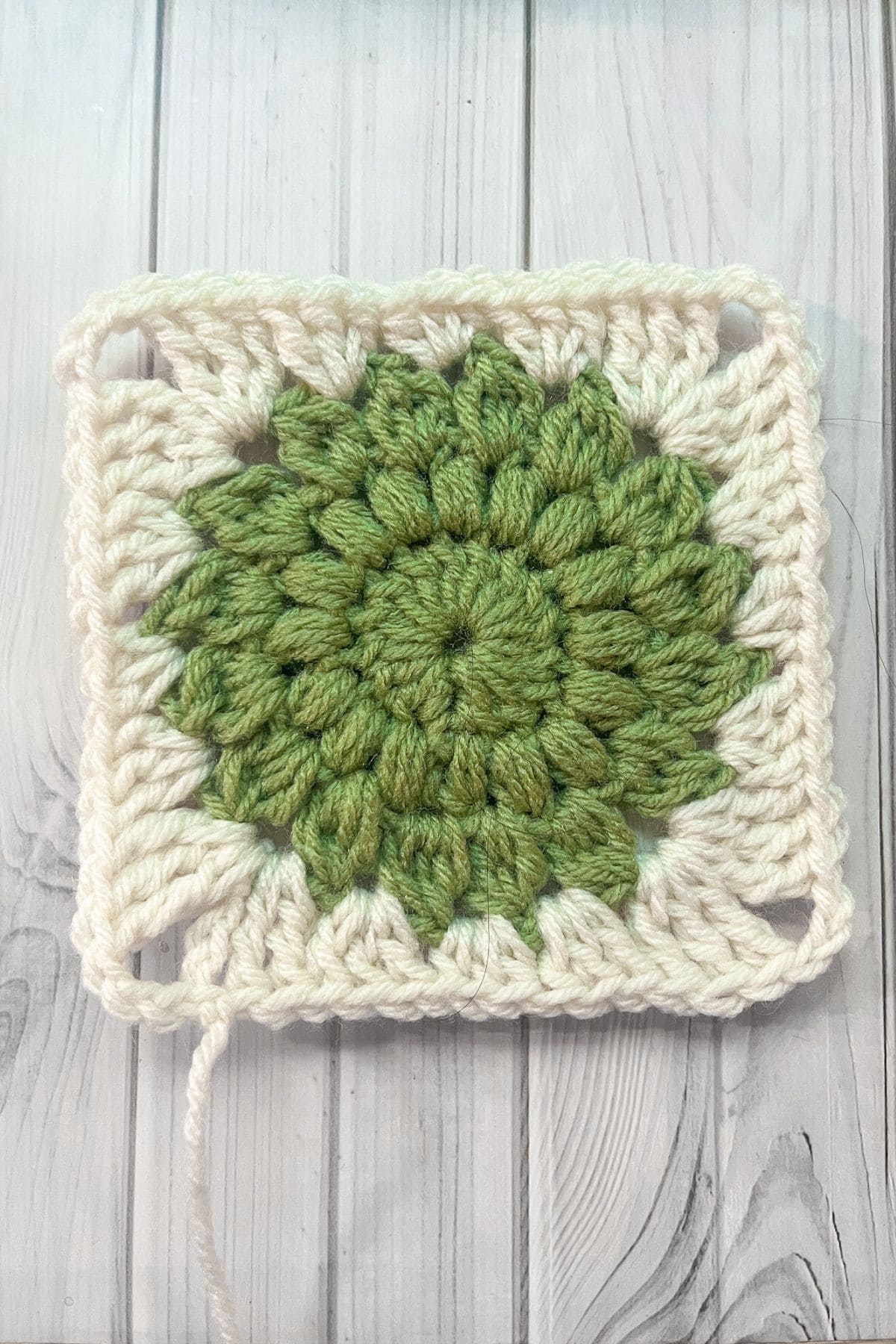 Fourth round of the sunburst granny square.