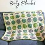 Granny square baby blanket pattern promo image.
