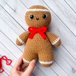 Finished crochet gingerbread man pattern.