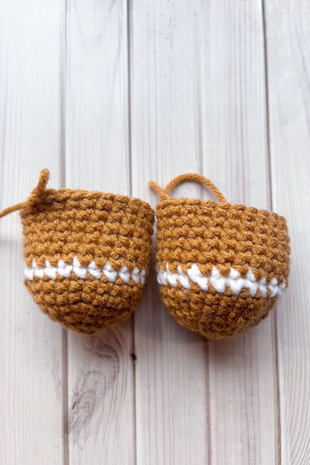 Crochet gingerbread feet.