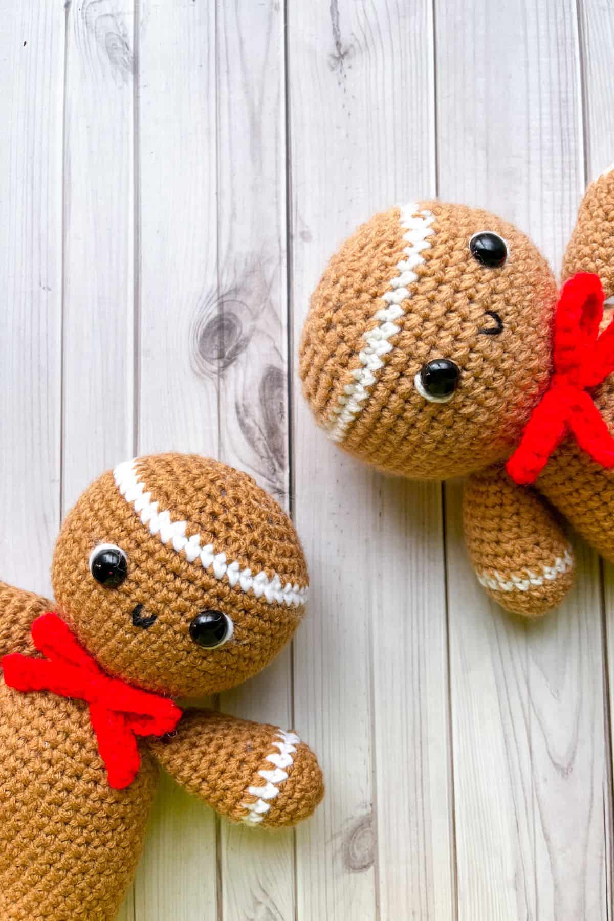 Finished 2 crochet gingerbread men.
