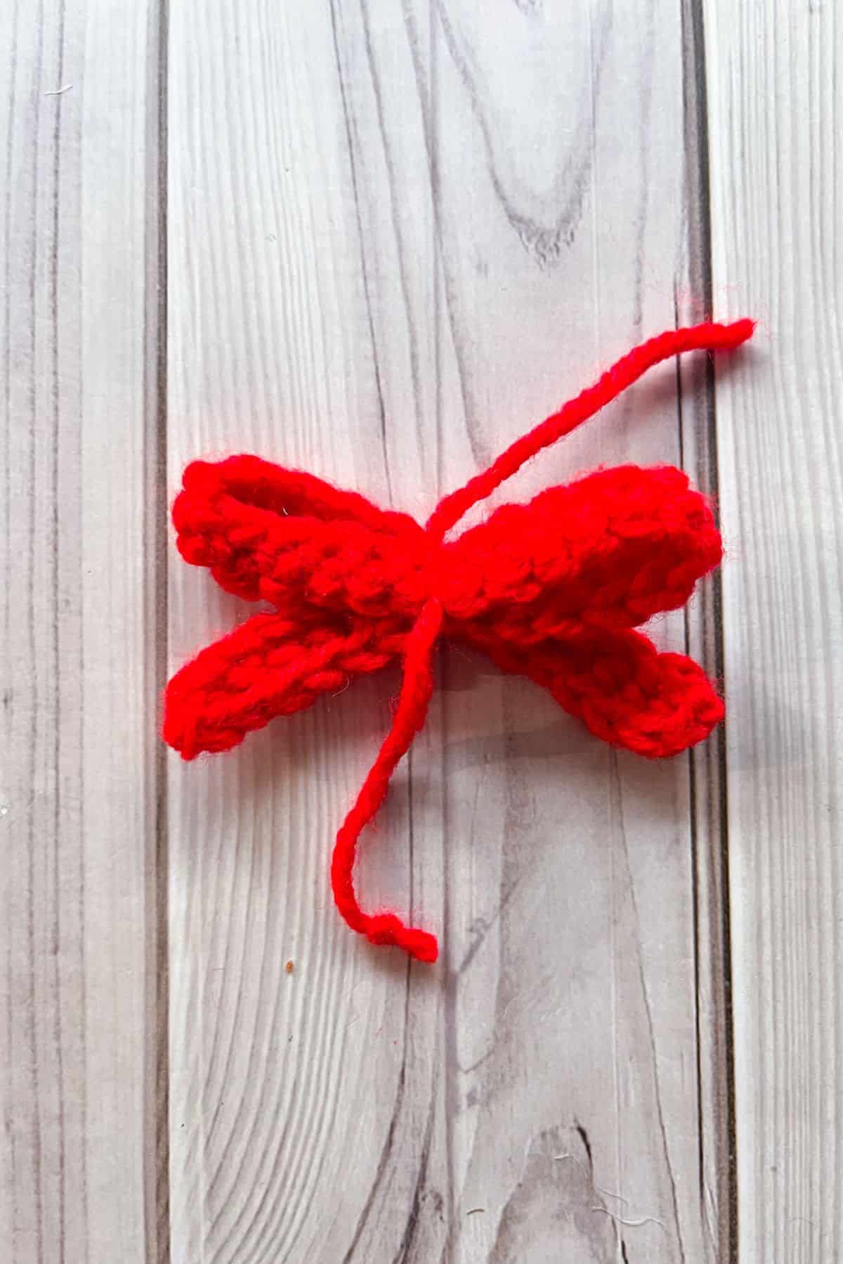 Finished crochet bow.