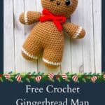 Crochet gingerbread man promo image.