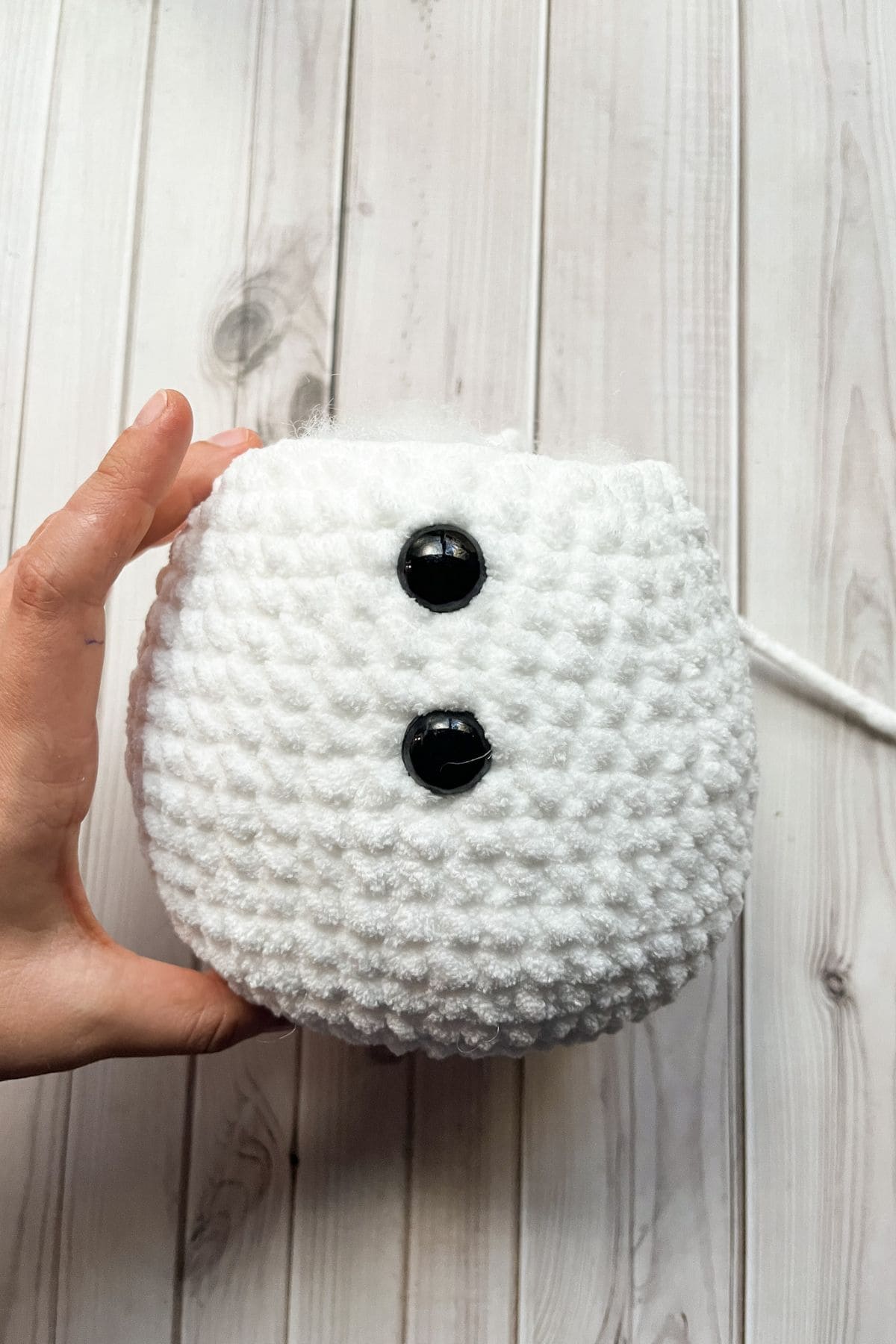 Crochet snowman body.