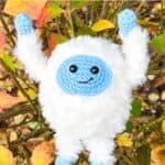 Promo image for the crochet yeti pattern.