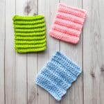 Crochet blo samples in sc, hdc, and dc.