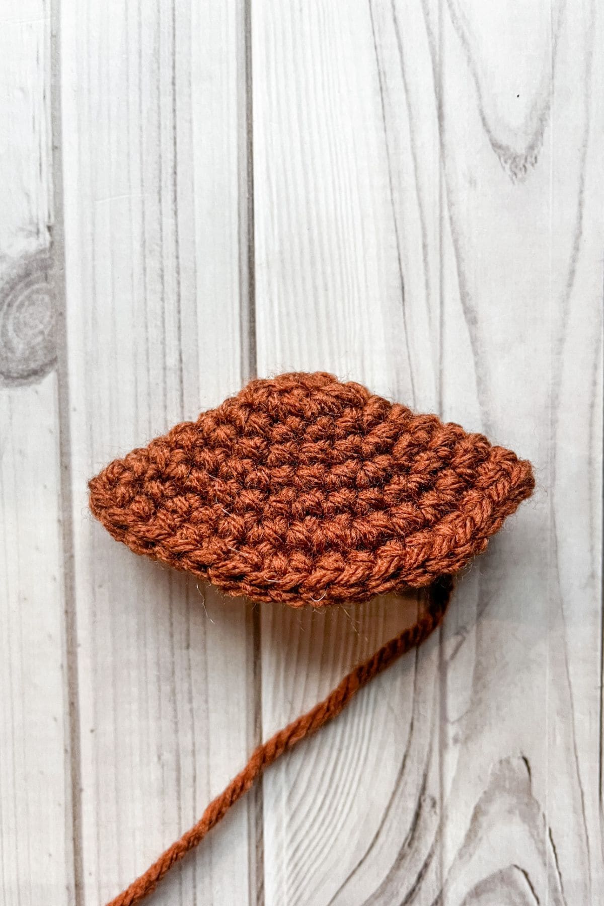 The start of the crochet football pattern.