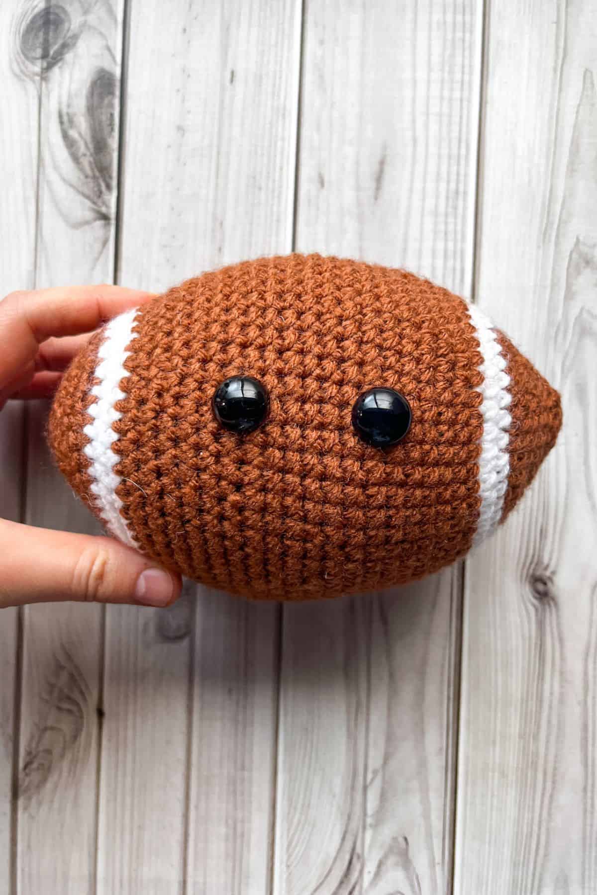 Finished crocheting the football.