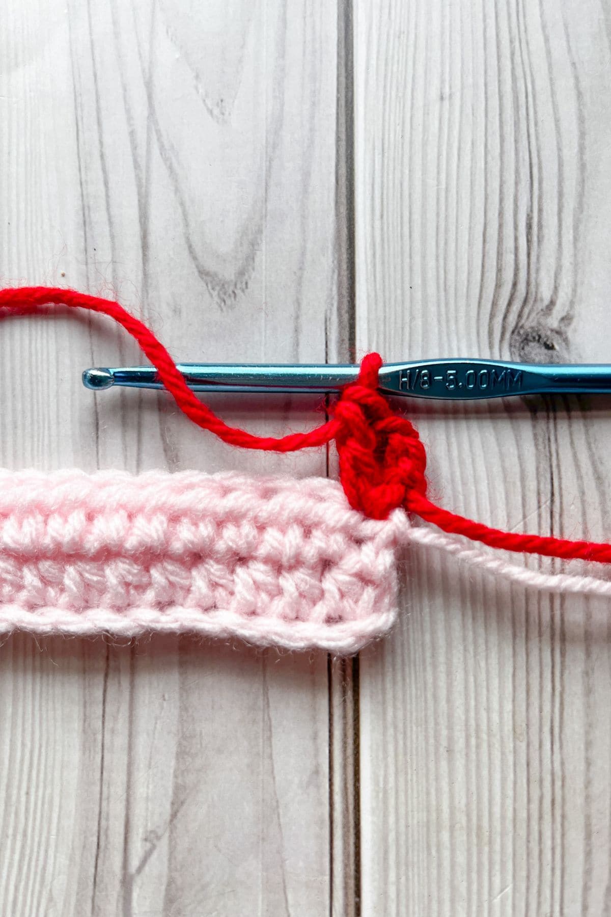 Starting the heart row.