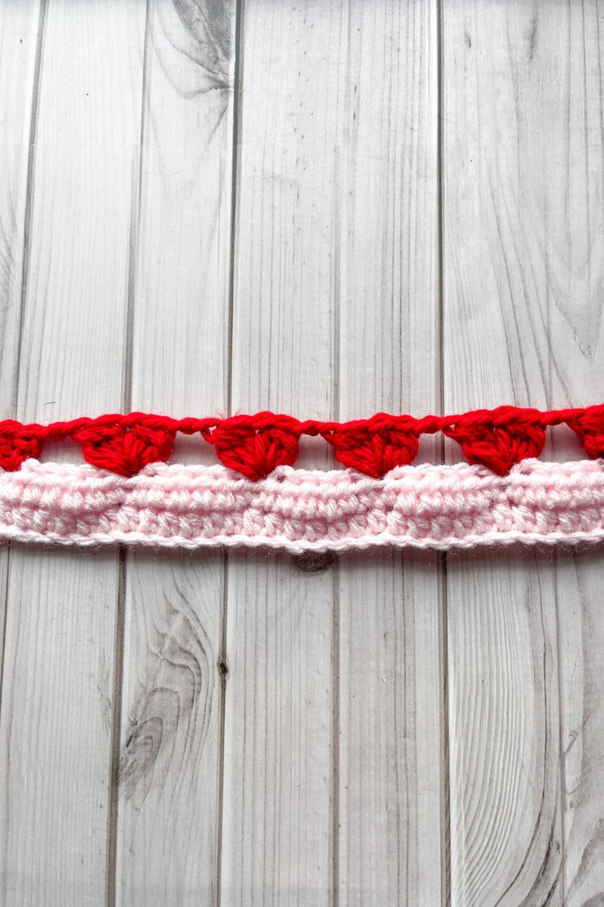 Finished heart stitch row.