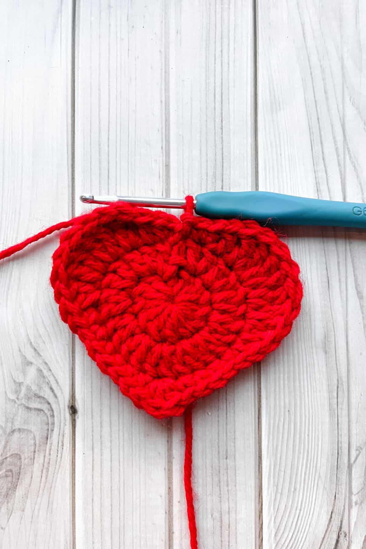 Third round of the crochet heart.