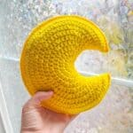 Finished crochet moon pillow.