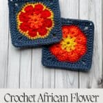 Crochet African flower granny square promo image.
